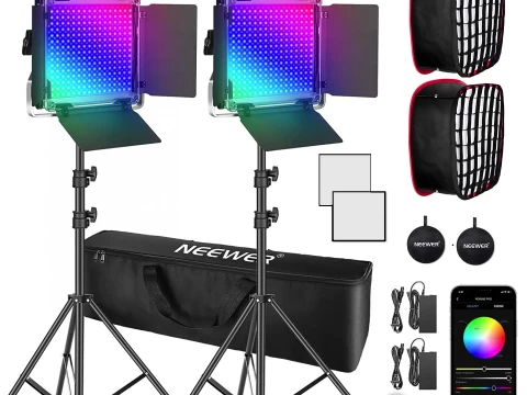 Rentida NEEWER 530 PRO RGB LED (2 RGB LED PANELS + 2 STANDS + 2 SOFTBOX WITH GRID + 4 SONY BATTERRIES NP-F96 foto 1